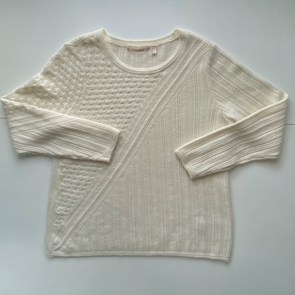 Soft Surroundings Womens Cashmere Pullover Open Knit Sweater Cream Size Large - Picture 5 of 11